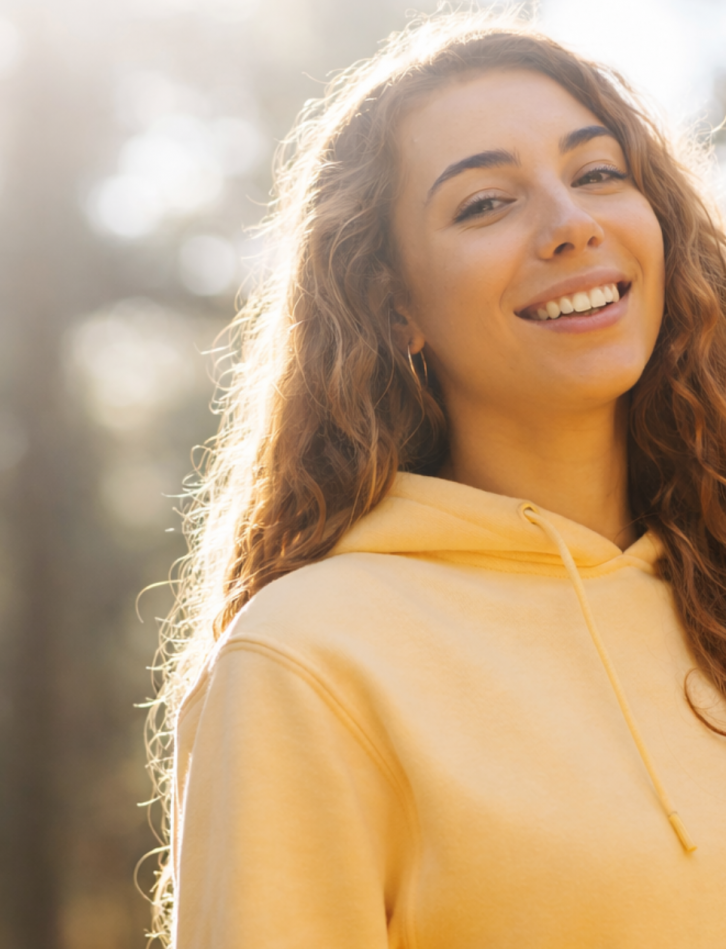 Woman smiling in the forest